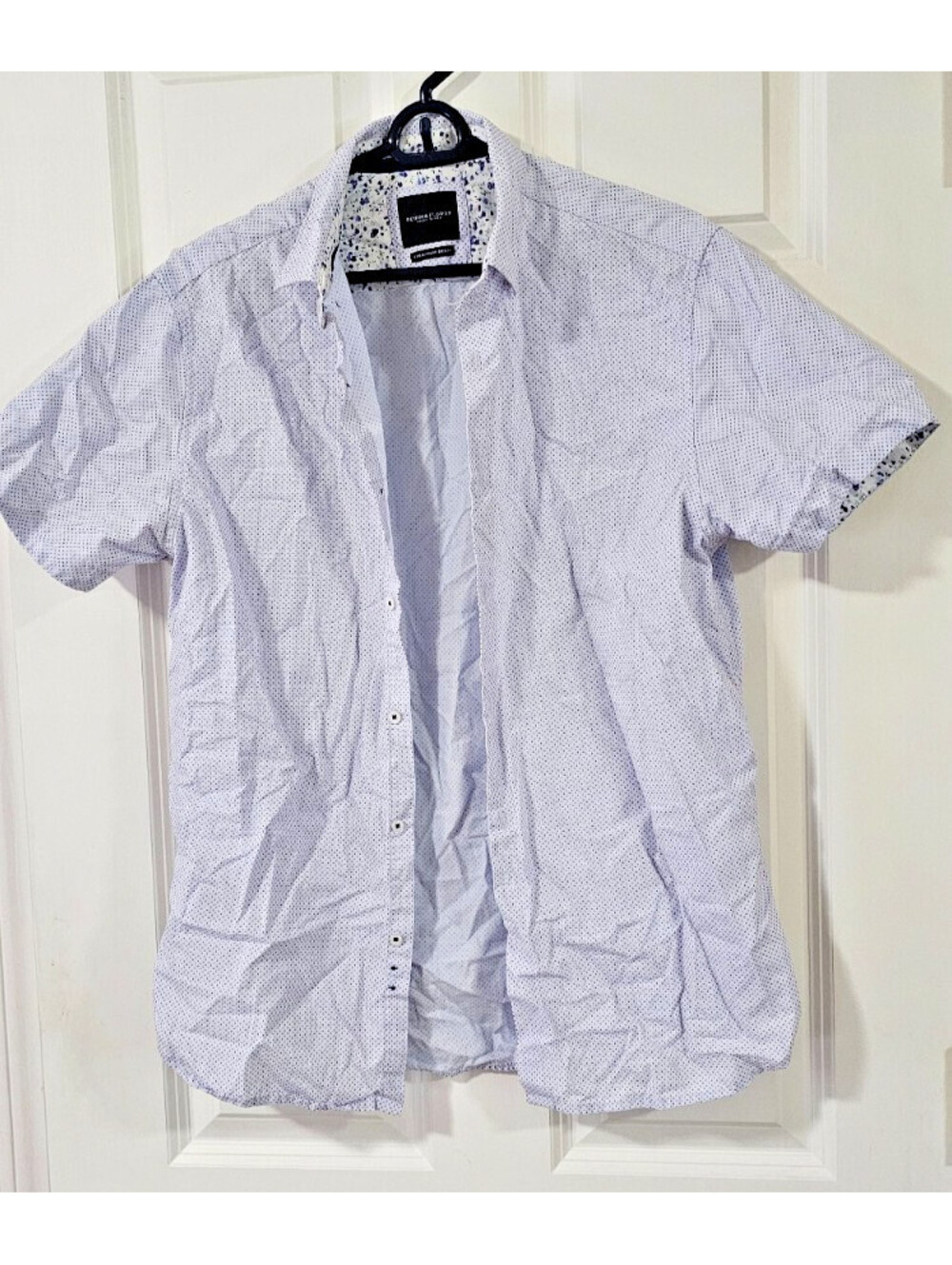 Denim & Flower Mens Button Up Shirt  SZ M  Stylized Flowers 100% Cotton